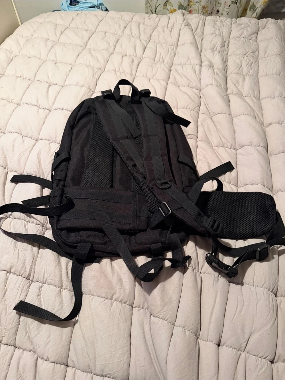 Men's Black Tactical Backpack with MOLLE Straps
